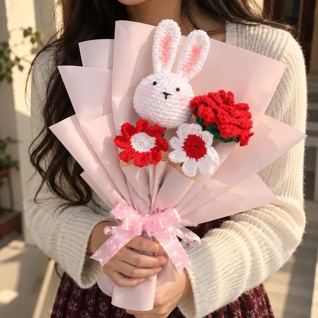 Crochet Bunny Bouquet, handmade by Felofey