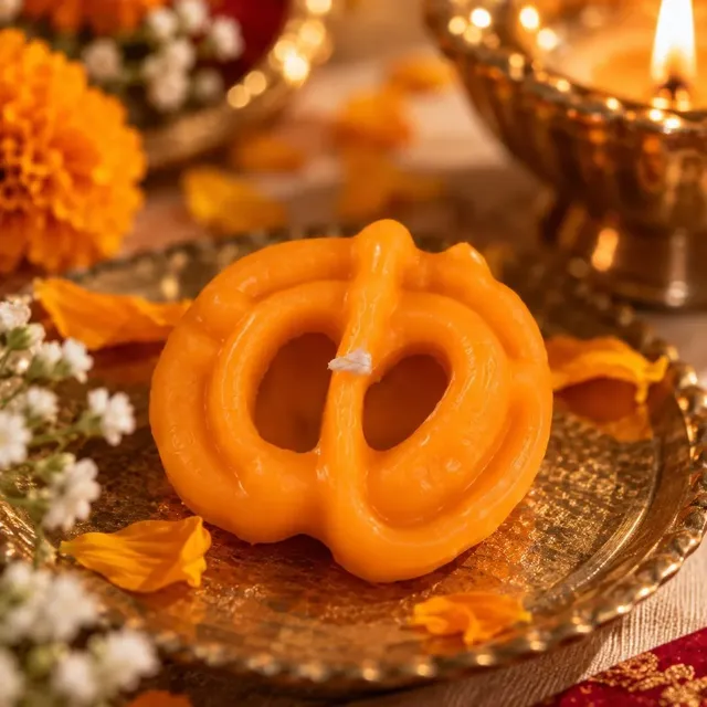 Jalebi Candle — Orange, handmade by Felofey