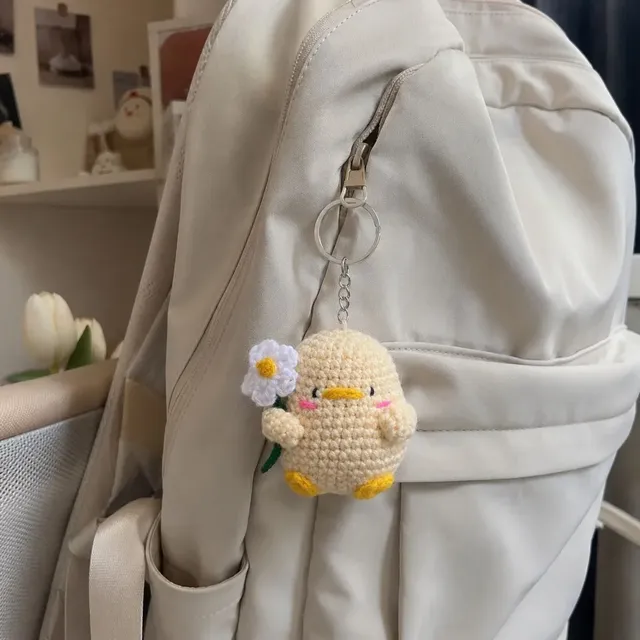 Mini Crochet Chick Keychain — Yellow, handmade by Felofey