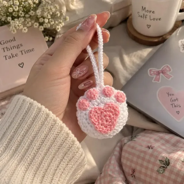 Crochet Cat Paw Keychain, handmade by Felofey